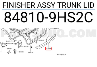 Nissan 848109HS2C FINISHER ASSY TRUNK LID