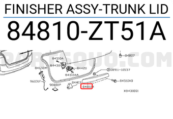 Nissan 84810ZT51A FINISHER ASSY-TRUNK LID