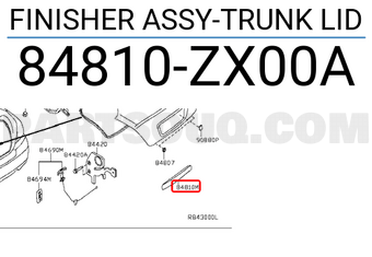 Nissan 84810ZX00A FINISHER ASSY-TRUNK LID