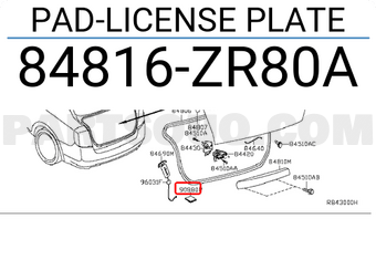 Nissan 84816ZR80A PAD-LICENSE PLATE