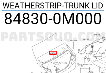 Nissan 848300M000 WEATHERSTRIP-TRUNK LID