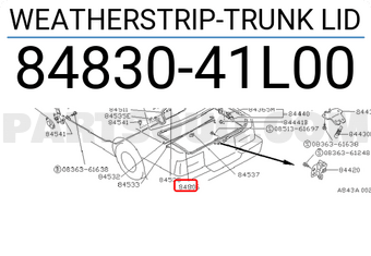 Nissan 8483041L00 WEATHERSTRIP-TRUNK LID