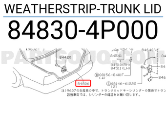 Nissan 848304P000 WEATHERSTRIP-TRUNK LID
