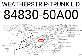 Nissan 8483050A00 WEATHERSTRIP-TRUNK LID