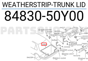 Nissan 8483050Y00 WEATHERSTRIP-TRUNK LID