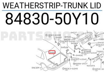 Nissan 8483050Y10 WEATHERSTRIP-TRUNK LID