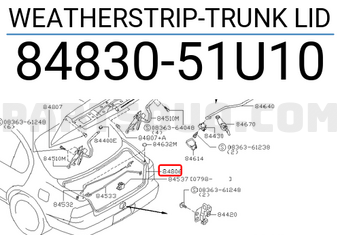 Nissan 8483051U10 WEATHERSTRIP-TRUNK LID