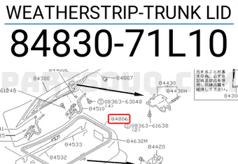 Nissan 8483071L10 WEATHERSTRIP-TRUNK LID