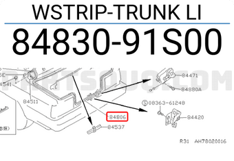 Nissan 8483091S00 WSTRIP-TRUNK LI