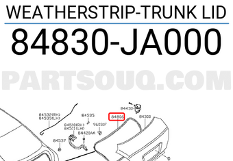 Nissan 84830JA000 WEATHERSTRIP-TRUNK LID