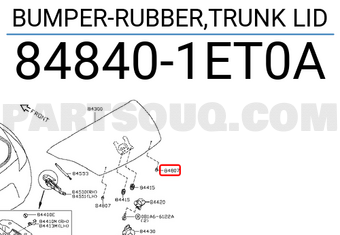 Nissan 848401ET0A BUMPER-RUBBER,TRUNK LID