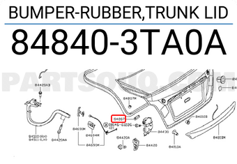 Nissan 848403TA0A BUMPER-RUBBER,TRUNK LID