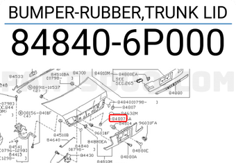 Nissan 848406P000 BUMPER-RUBBER,TRUNK LID