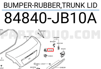 Nissan 84840JB10A BUMPER-RUBBER,TRUNK LID