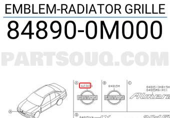 Nissan 848900M000 EMBLEM-RADIATOR GRILLE