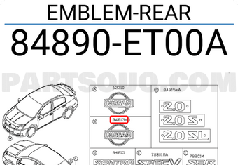 Nissan 84890ET00A EMBLEM-REAR