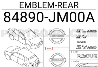 Nissan 84890JM00A EMBLEM-REAR