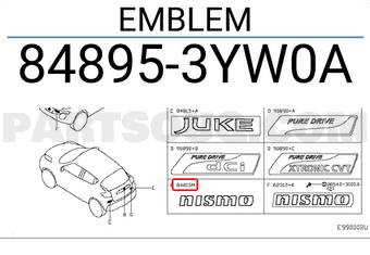 Nissan 848953YW0A EMBLEM
