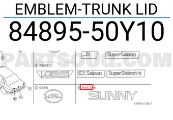 Nissan 8489550Y10 EMBLEM-TRUNK LID