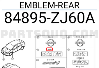 Nissan 84895ZJ60A EMBLEM-REAR