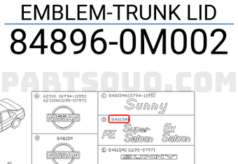 Nissan 848960M002 EMBLEM-TRUNK LID