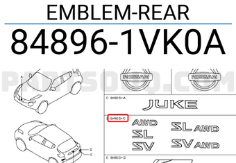 Nissan 848961VK0A EMBLEM-REAR
