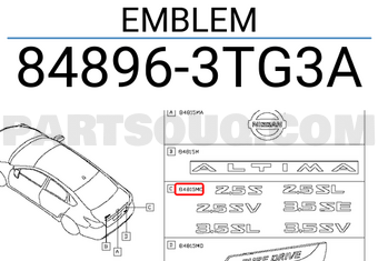 Nissan 848963TG3A EMBLEM