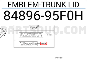 Nissan 8489695F0H EMBLEM-TRUNK LID