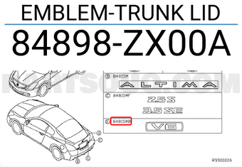Nissan 84898ZX00A EMBLEM-TRUNK LID