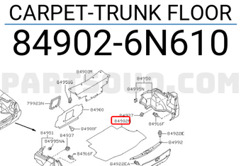 Nissan 849026N610 CARPET-TRUNK FLOOR