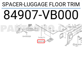Nissan 84907VB000 SPACER-LUGGAGE FLOOR TRIM