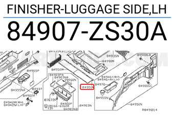 Nissan 84907ZS30A FINISHER-LUGGAGE SIDE,LH