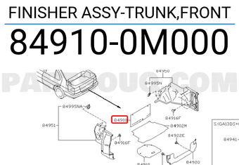 Nissan 849100M000 FINISHER ASSY-TRUNK,FRONT