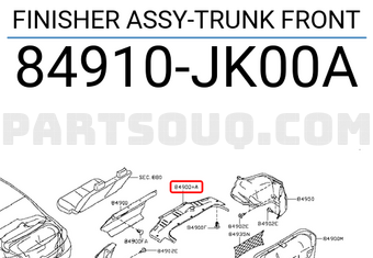 Nissan 84910JK00A FINISHER ASSY-TRUNK FRONT