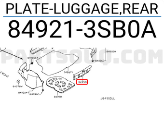 Nissan 849213SB0A PLATE-LUGGAGE,REAR