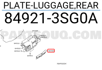 Nissan 849213SG0A PLATE-LUGGAGE,REAR