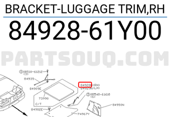 Nissan 8492861Y00 BRACKET-LUGGAGE TRIM,RH