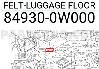 Nissan 849300W000 FELT-LUGGAGE FLOOR