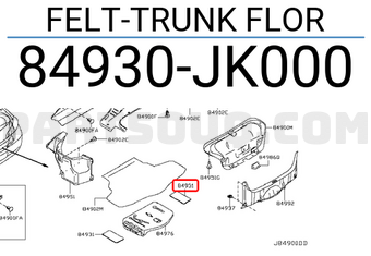 Nissan 84930JK000 FELT-TRUNK FLOR