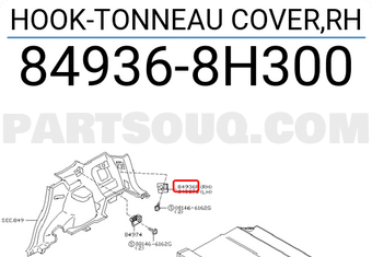 Nissan 849368H300 HOOK-TONNEAU COVER,RH
