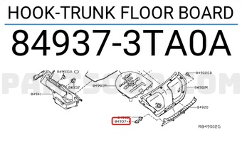 Nissan 849373TA0A HOOK-TRUNK FLOOR BOARD