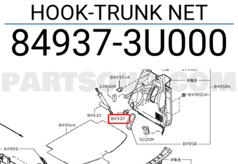 Nissan 849373U000 HOOK-TRUNK NET