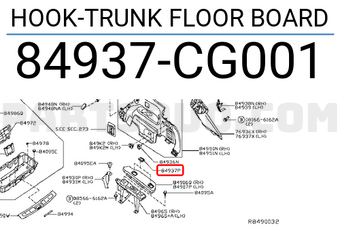 Nissan 84937CG001 HOOK-TRUNK FLOOR BOARD