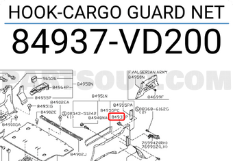 Nissan 84937VD200 HOOK-CARGO GUARD NET