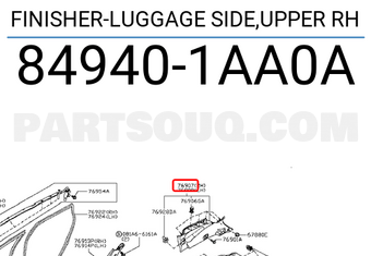Nissan 849401AA0A FINISHER-LUGGAGE SIDE,UPPER RH