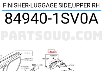 Nissan 849401SV0A FINISHER-LUGGAGE SIDE,UPPER RH