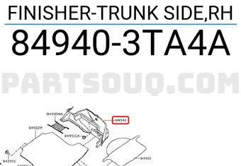 Nissan 849403TA4A FINISHER-TRUNK SIDE,RH