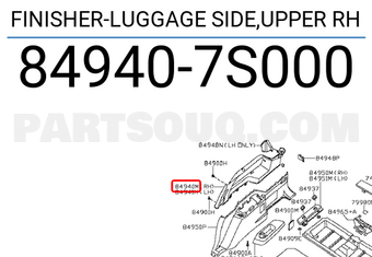 Nissan 849407S000 FINISHER-LUGGAGE SIDE,UPPER RH