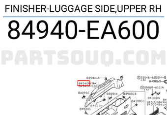 Nissan 84940EA600 FINISHER-LUGGAGE SIDE,UPPER RH