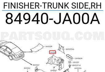 Nissan 84940JA00A FINISHER-TRUNK SIDE,RH